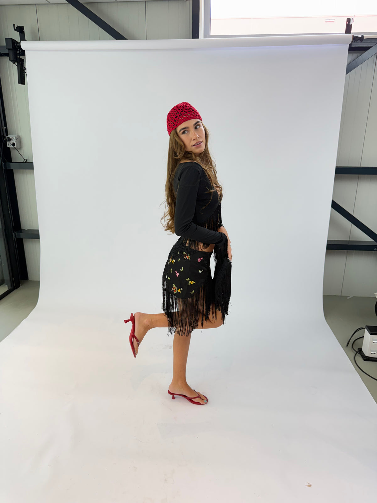 Fleur Fringe Skirt - Black