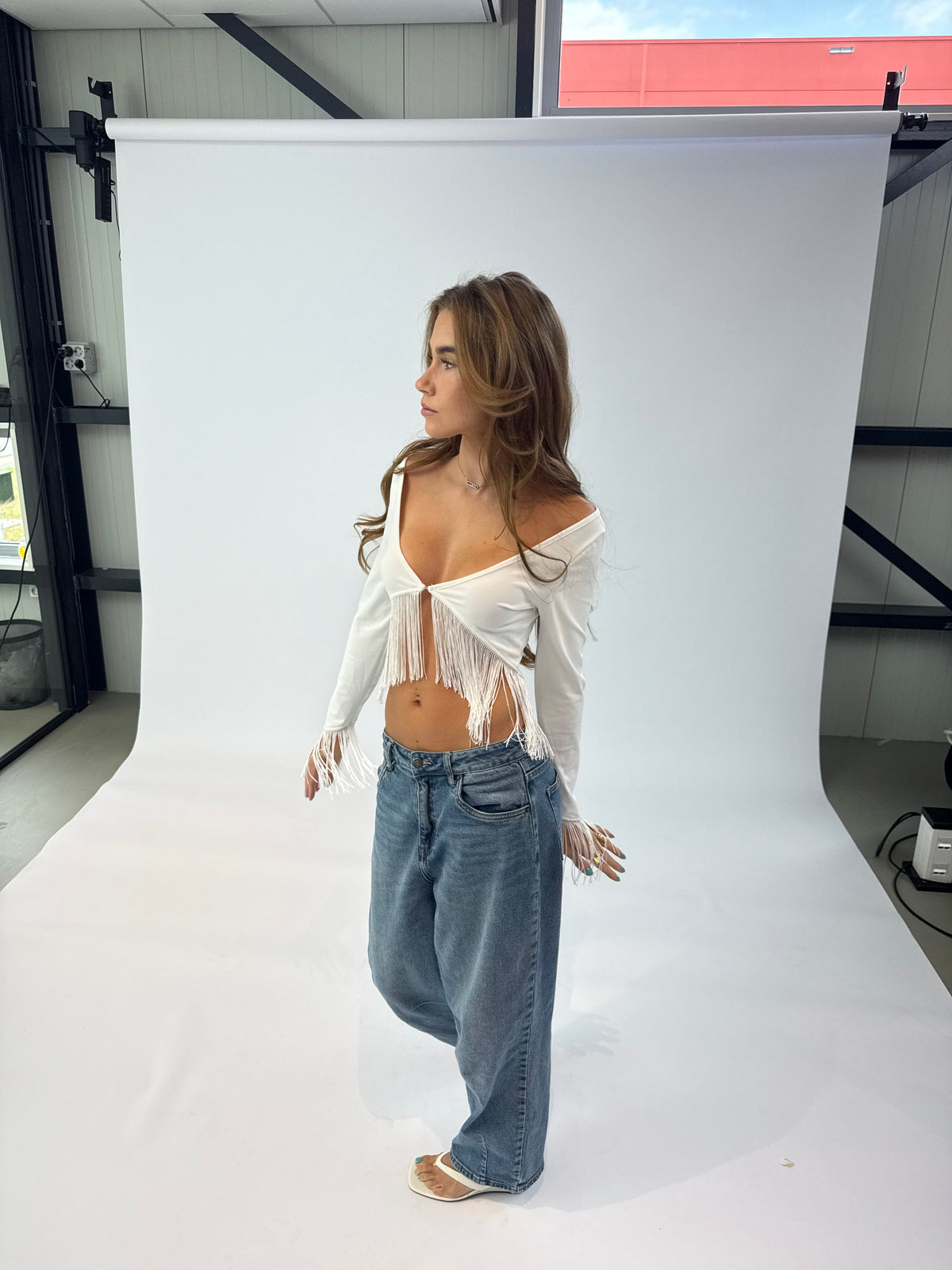 Fleur Fringe Top - White