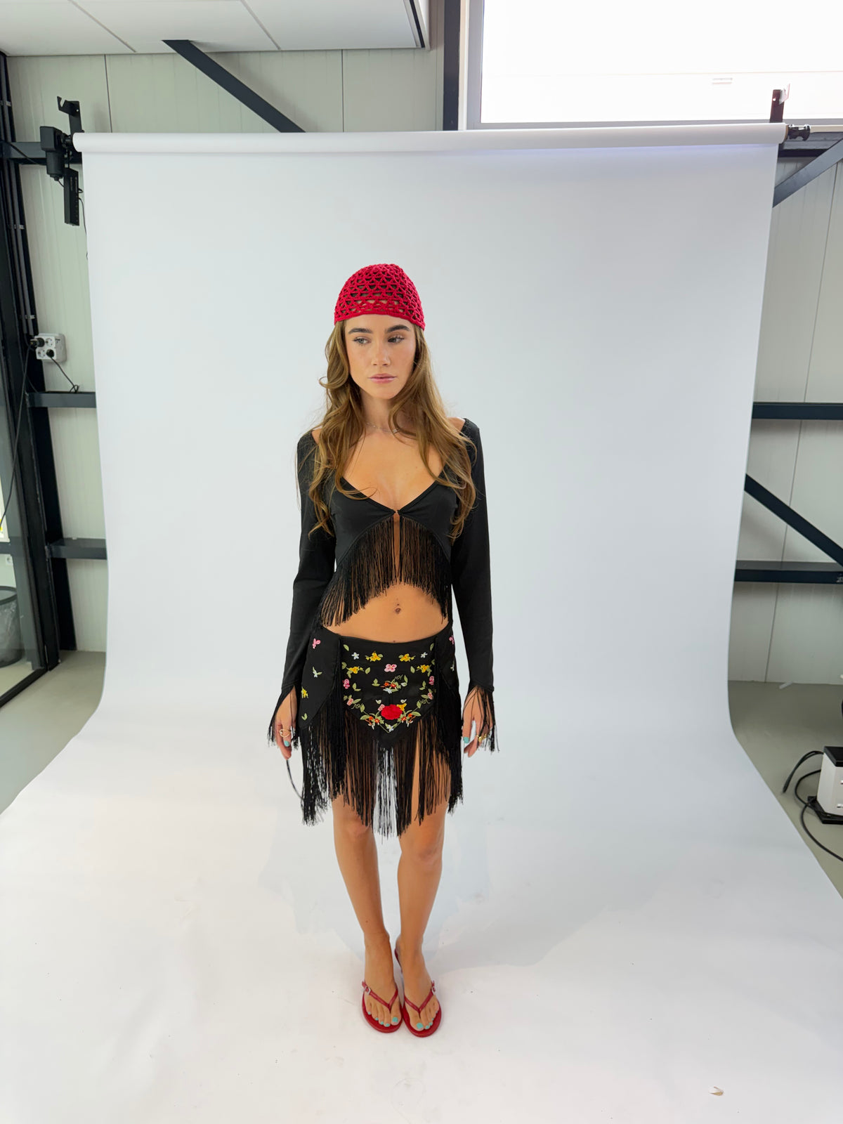 Fleur Fringe Skirt - Black