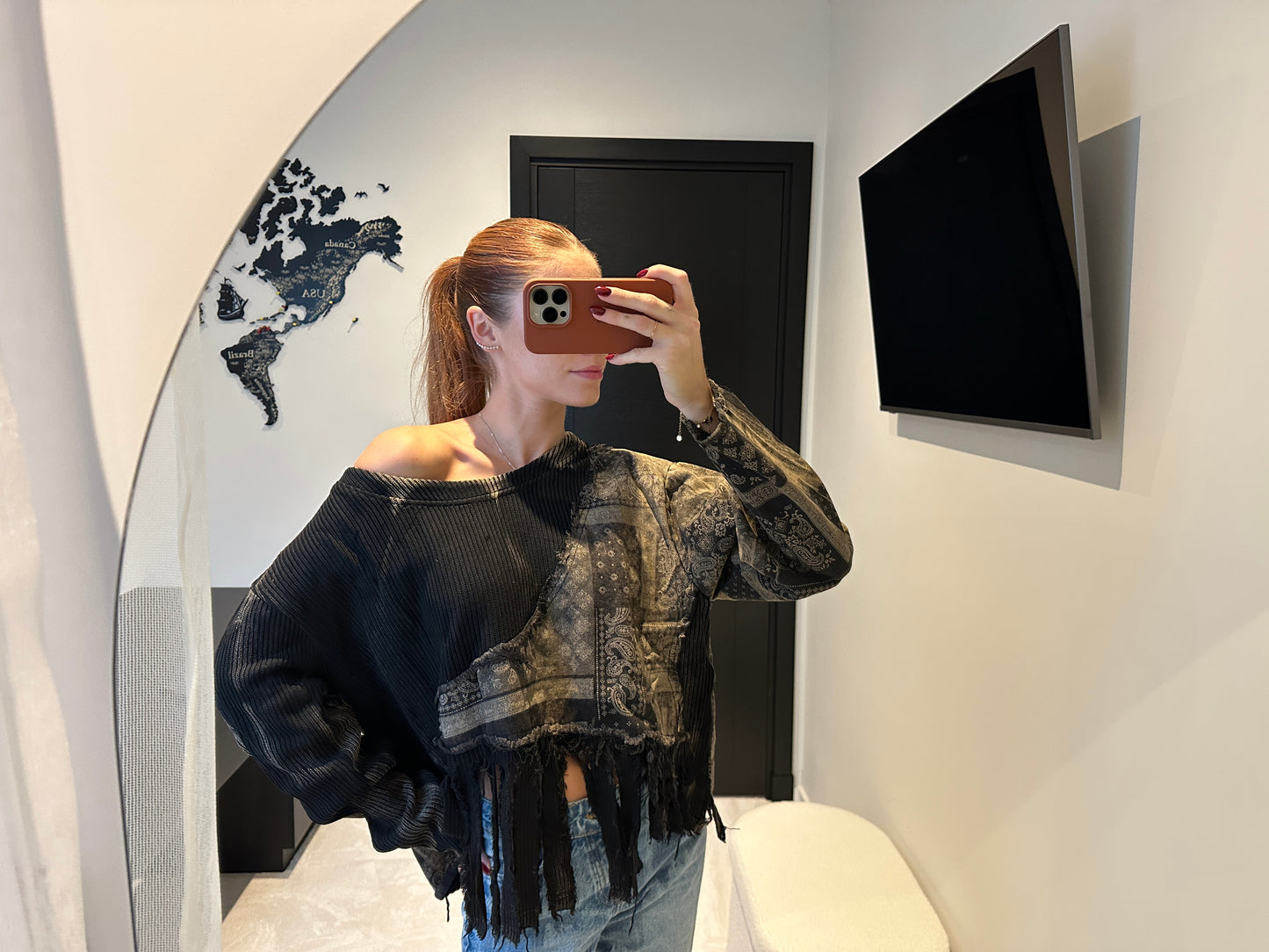 Bandana drop shoulder sweater