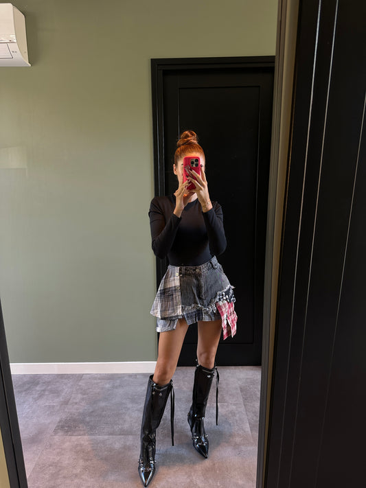 Denim rok geruite stoffen