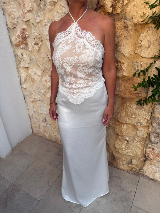 Lace Halter Maxi Dress